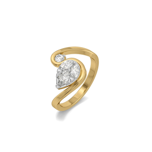 Linea Swan Curve Ring – 0.49 ct lab grown diamond ring in 14K yellow gold – view 1