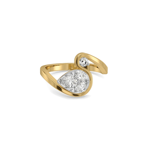 Linea Swan Curve Ring – 0.49 ct lab grown diamond ring in 14K yellow gold, view 2 – view 2