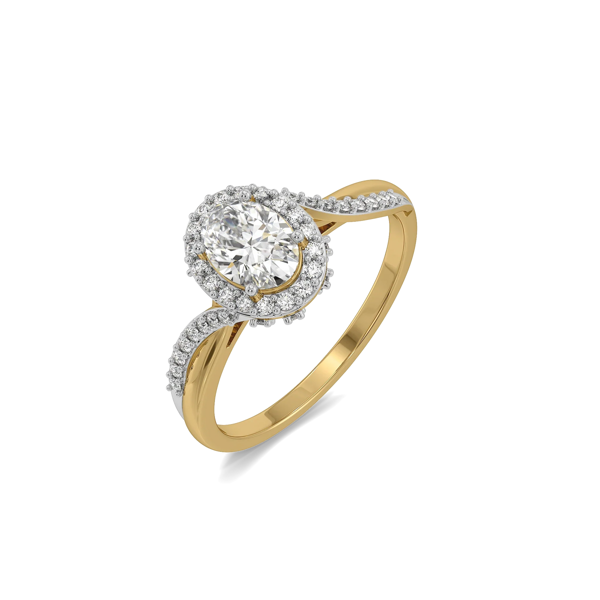 Solis Oval Halo Ring – 0.82 ct lab grown diamond ring in 14K yellow gold