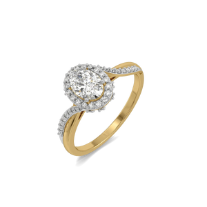 Solis Oval Halo Ring – 0.82 ct lab grown diamond ring in 14K yellow gold – view 1