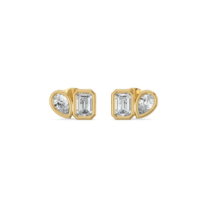 Linea Duo Studs – 0.65 ct lab grown diamond earrings in 14K yellow gold, view 2 – view 2