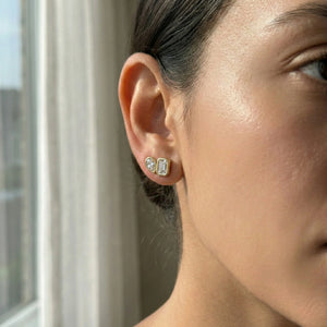 Linea Duo Studs – 0.65 ct lab grown diamond earrings in 14K yellow gold, view 3 – view 3