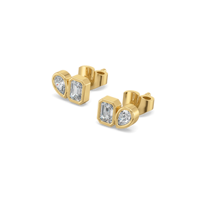 Linea Duo Studs – 0.65 ct lab grown diamond earrings in 14K yellow gold – view 1