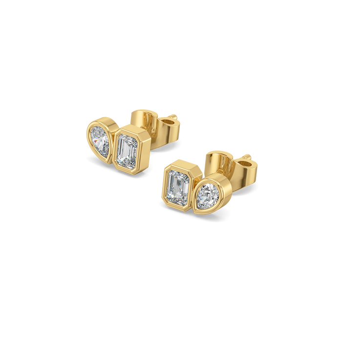 Linea Duo Studs – 0.65 ct Lab-Grown Diamond, 14K Gold