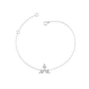 Flora Trio Leaf Bracelet – 0.58 ct lab grown diamond bracelet in 14K yellow gold, view 2 – view 2