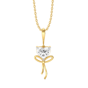 Amour Bow Heart Pendant – 1.03 ct lab grown diamond necklace in 14K yellow gold – view 1