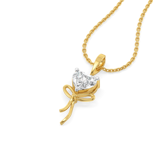 Amour Bow Heart Pendant – 1.03 ct lab grown diamond necklace in 14K yellow gold, view 2 – view 2