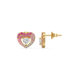 Amour Rosé Halo Studs – 0.59 ct lab grown diamond earrings in 14K yellow gold, view 3 – view 3
