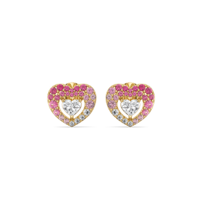 Amour Rosé Halo Studs – 0.59 ct lab grown diamond earrings in 14K yellow gold, view 2 – view 2