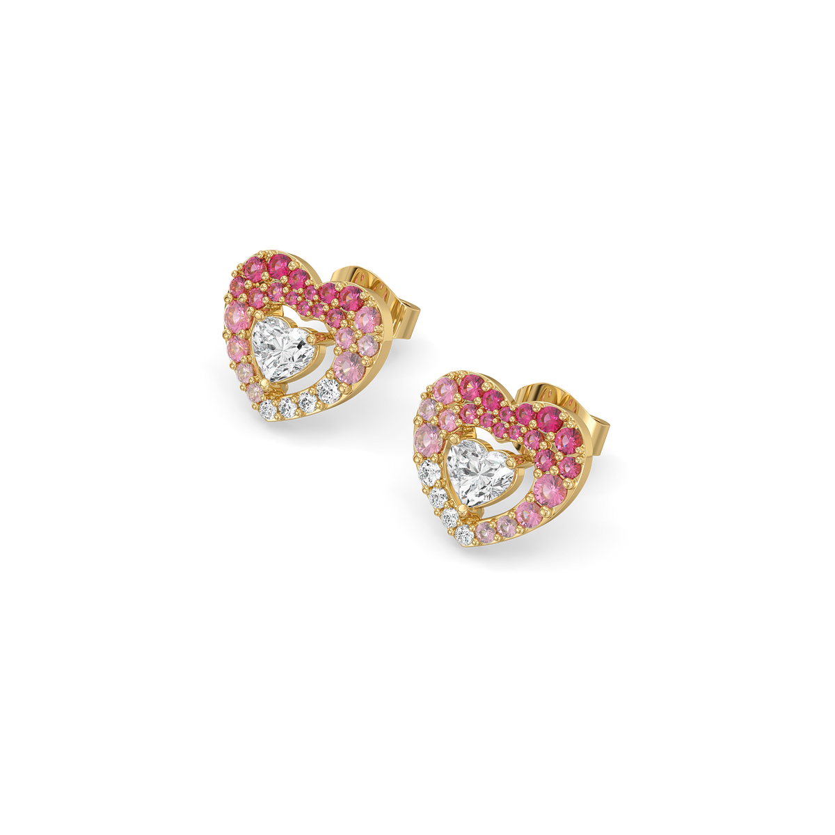 Amour Rosé Halo Studs – 0.59 ct lab grown diamond earrings in 14K yellow gold