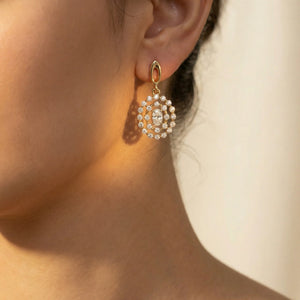 Solis Oval Halo Drops – 0.54 ct lab grown diamond earrings in 14K yellow gold, view 3 – view 3