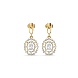 Solis Oval Halo Drops – 0.54 ct lab grown diamond earrings in 14K yellow gold – view 1