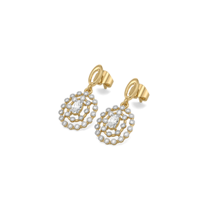 Solis Oval Halo Drops – 0.54 ct lab grown diamond earrings in 14K yellow gold, view 2 – view 2