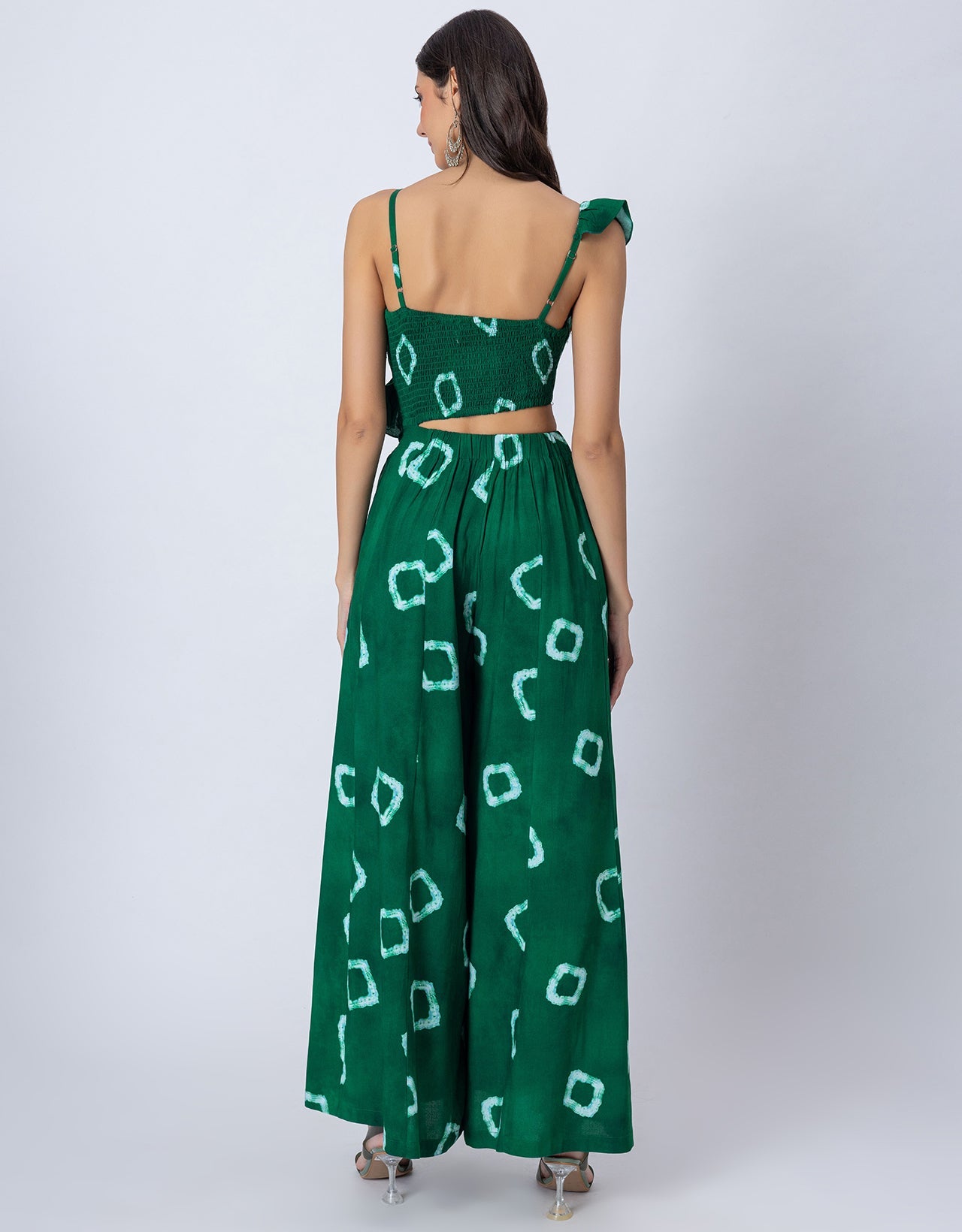 Tie-Dye Print Jumpsuit, Indo-Western Style Party Wear Outfit
