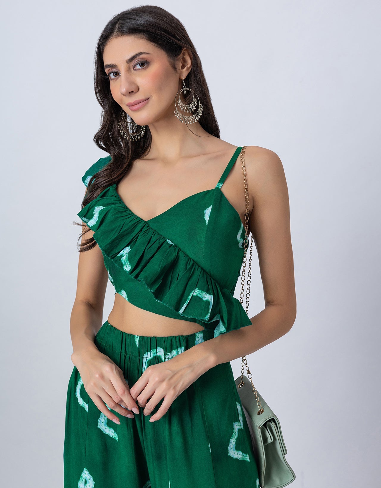 Tie-Dye Print Jumpsuit, Indo-Western Style Party Wear Outfit