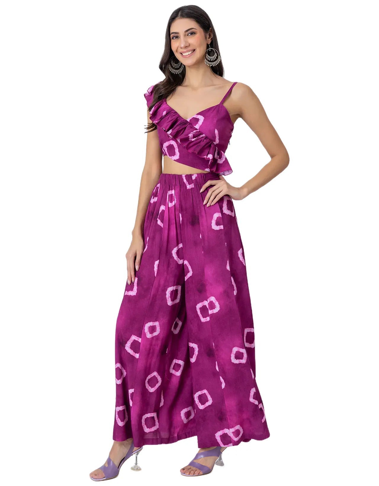Tie-Dye Print Jumpsuit, Indo-Western Style Party Wear Outfit