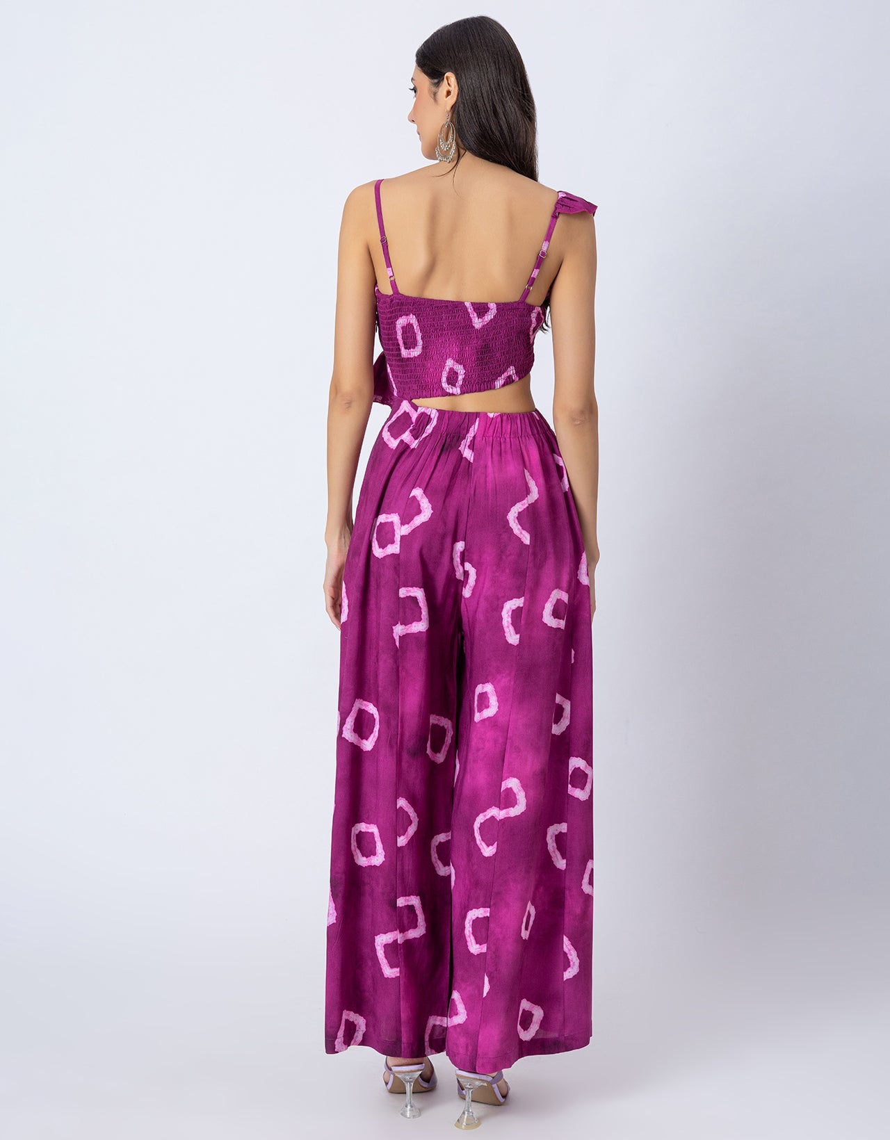 Tie-Dye Print Jumpsuit, Indo-Western Style Party Wear Outfit