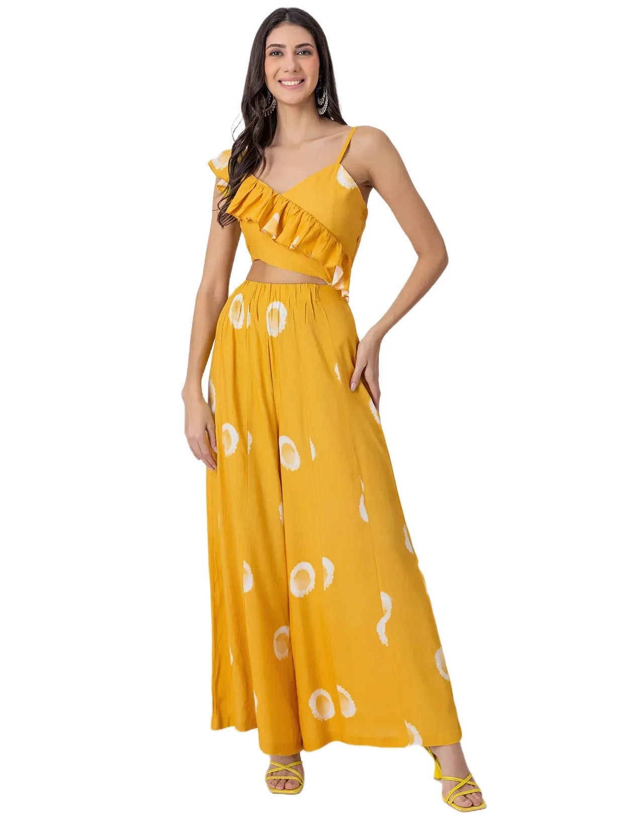 Tie-Dye Print Jumpsuit, Indo-Western Style Party Wear Outfit