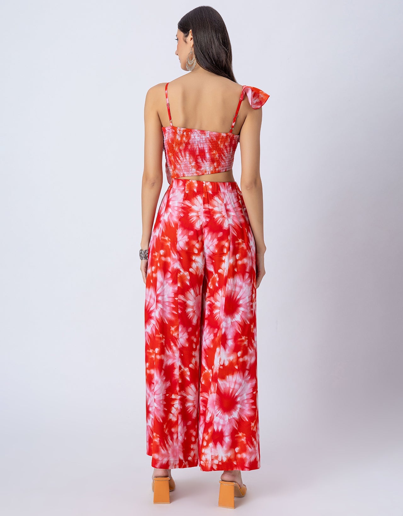 Tie-Dye Print Jumpsuit, Indo-Western Style Party Wear Outfit