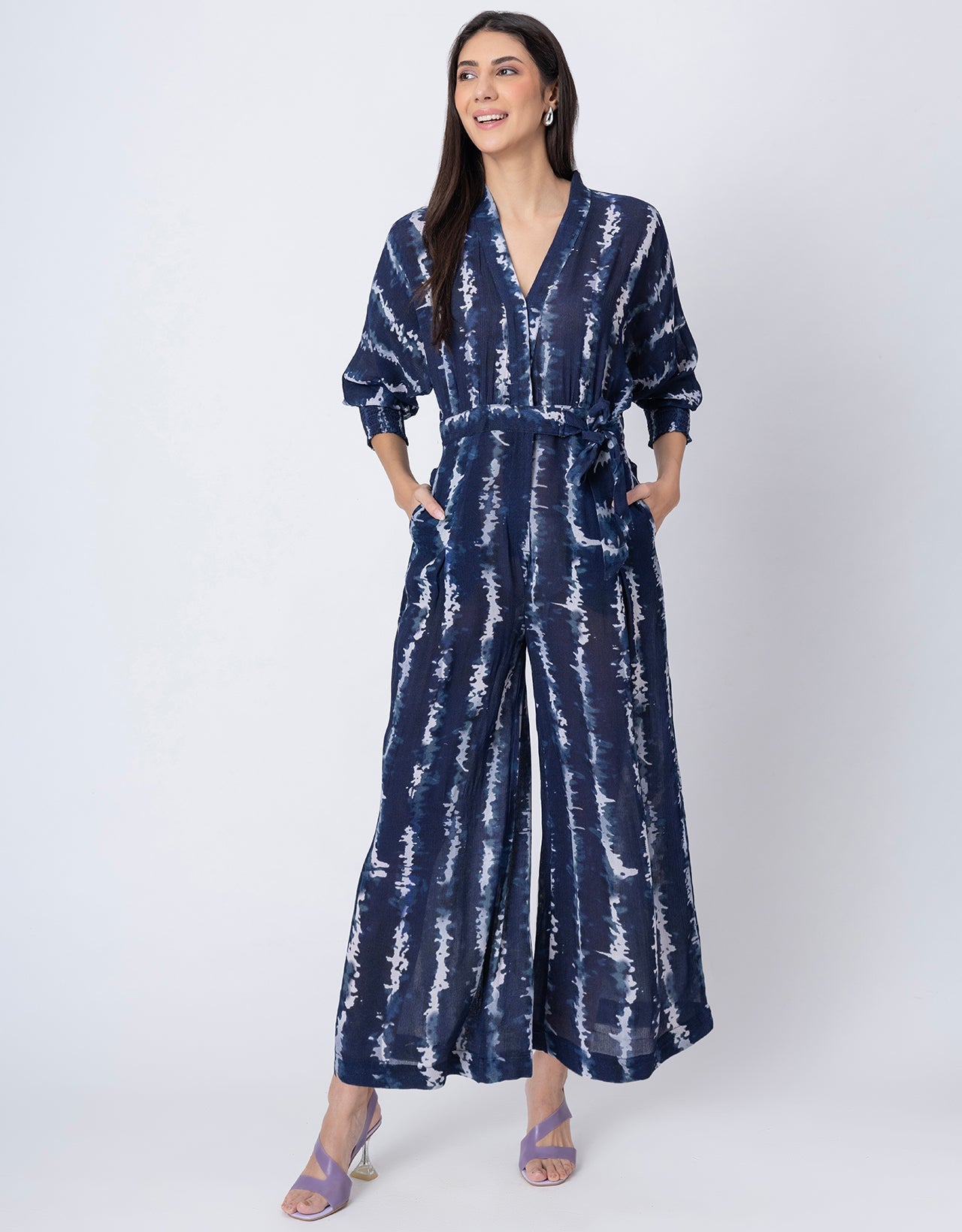 Long Sleeve Full Leg Printed Women's Jumpsuit Romper