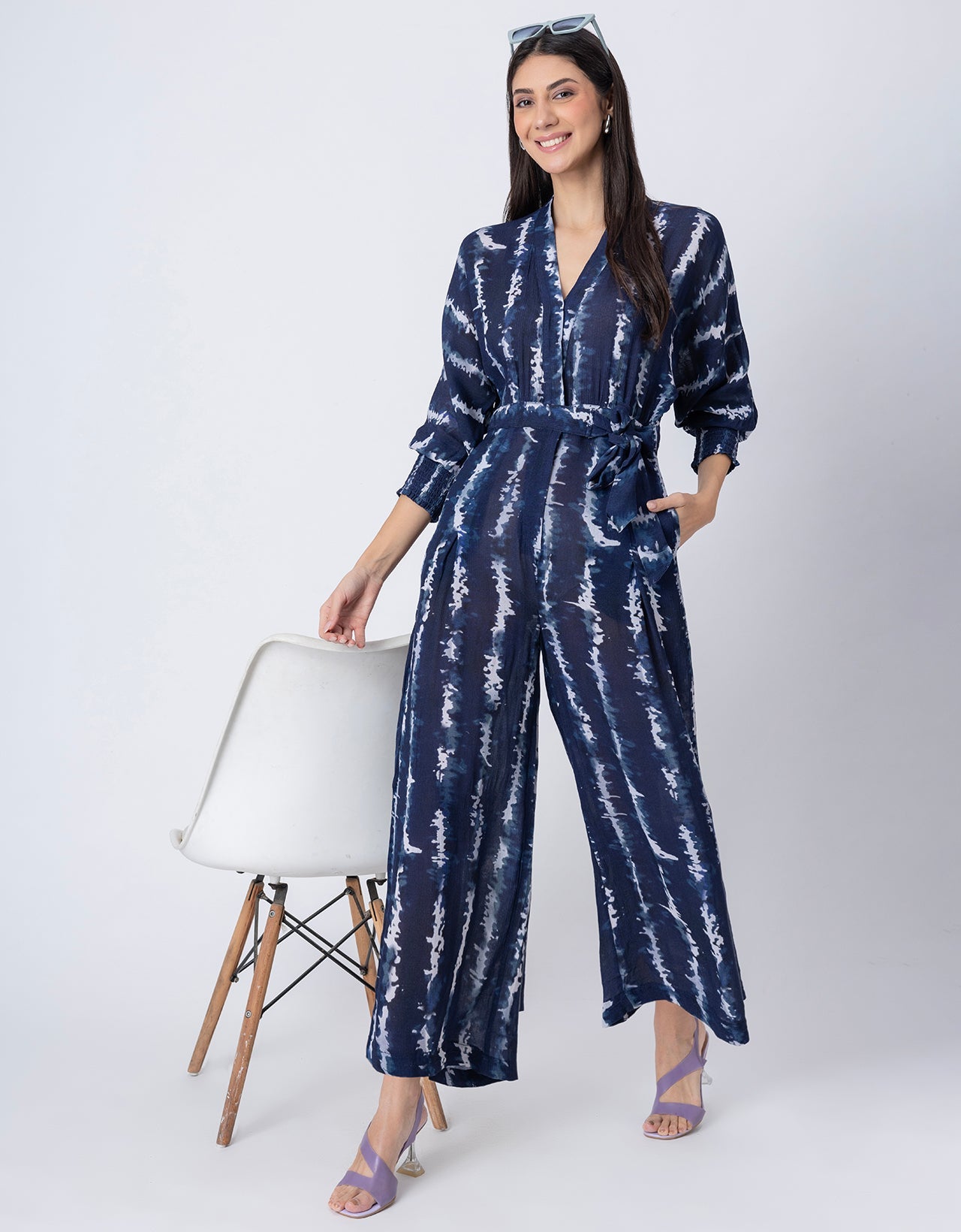 Long Sleeve Full Leg Printed Women's Jumpsuit Romper