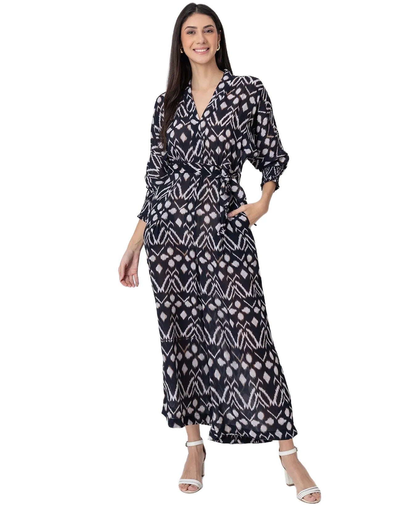 Long Sleeve Full Leg Printed Women's Jumpsuit Romper