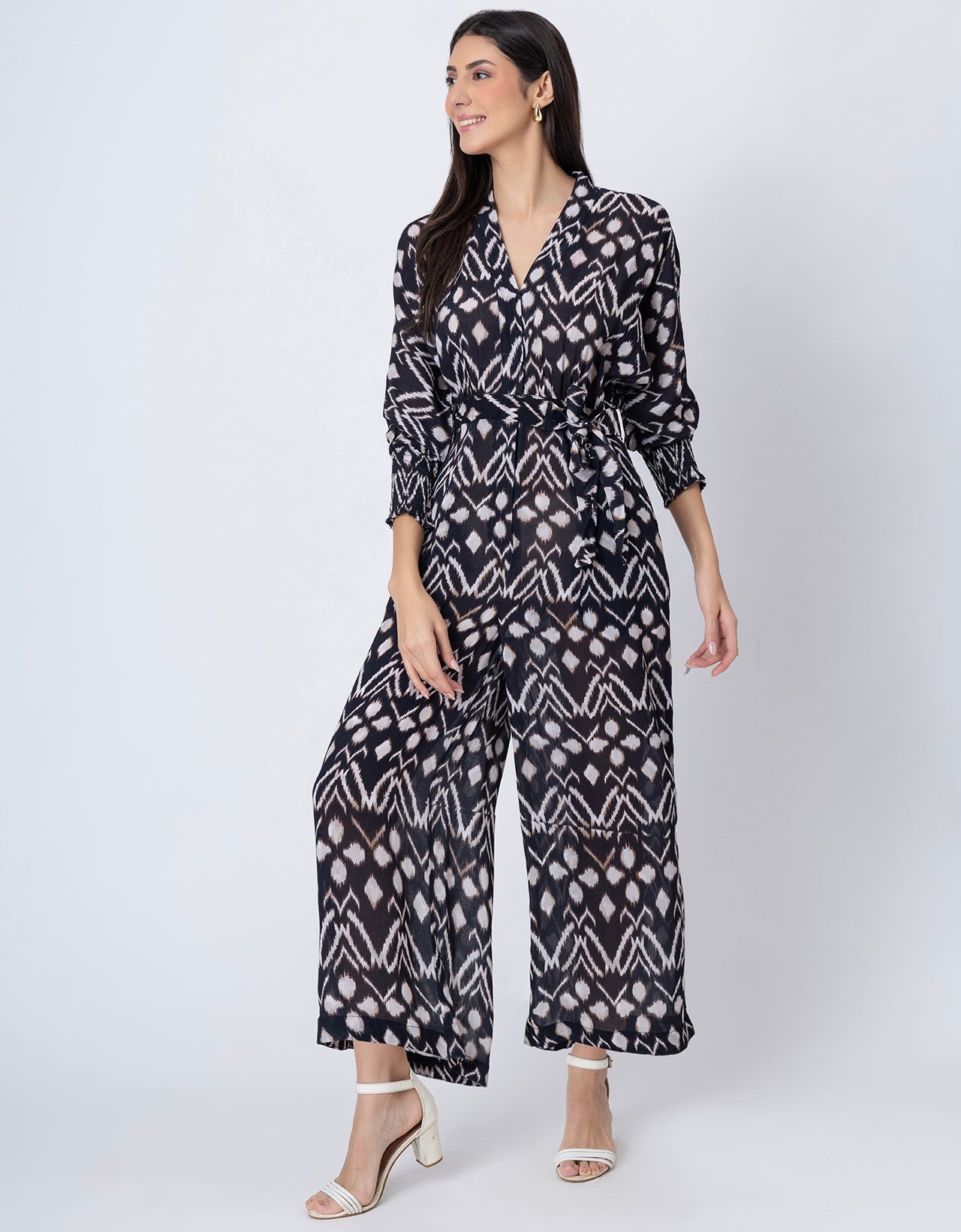 Long Sleeve Full Leg Printed Women's Jumpsuit Romper