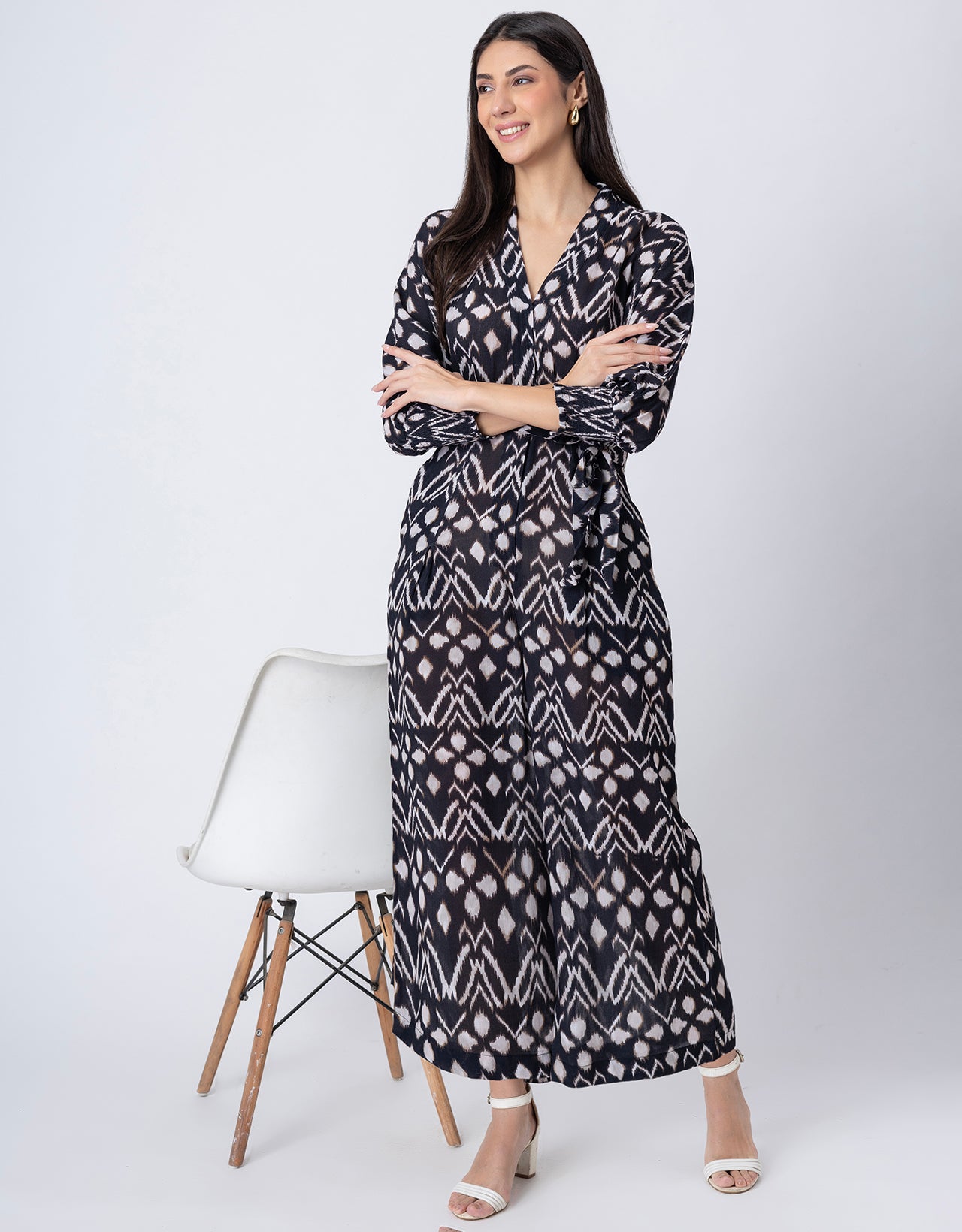 Long Sleeve Full Leg Printed Women's Jumpsuit Romper