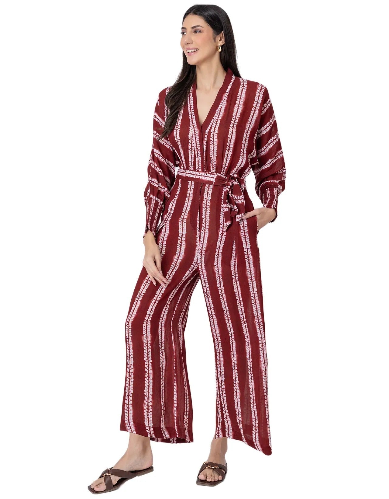 Long Sleeve Full Leg Printed Women's Jumpsuit Romper