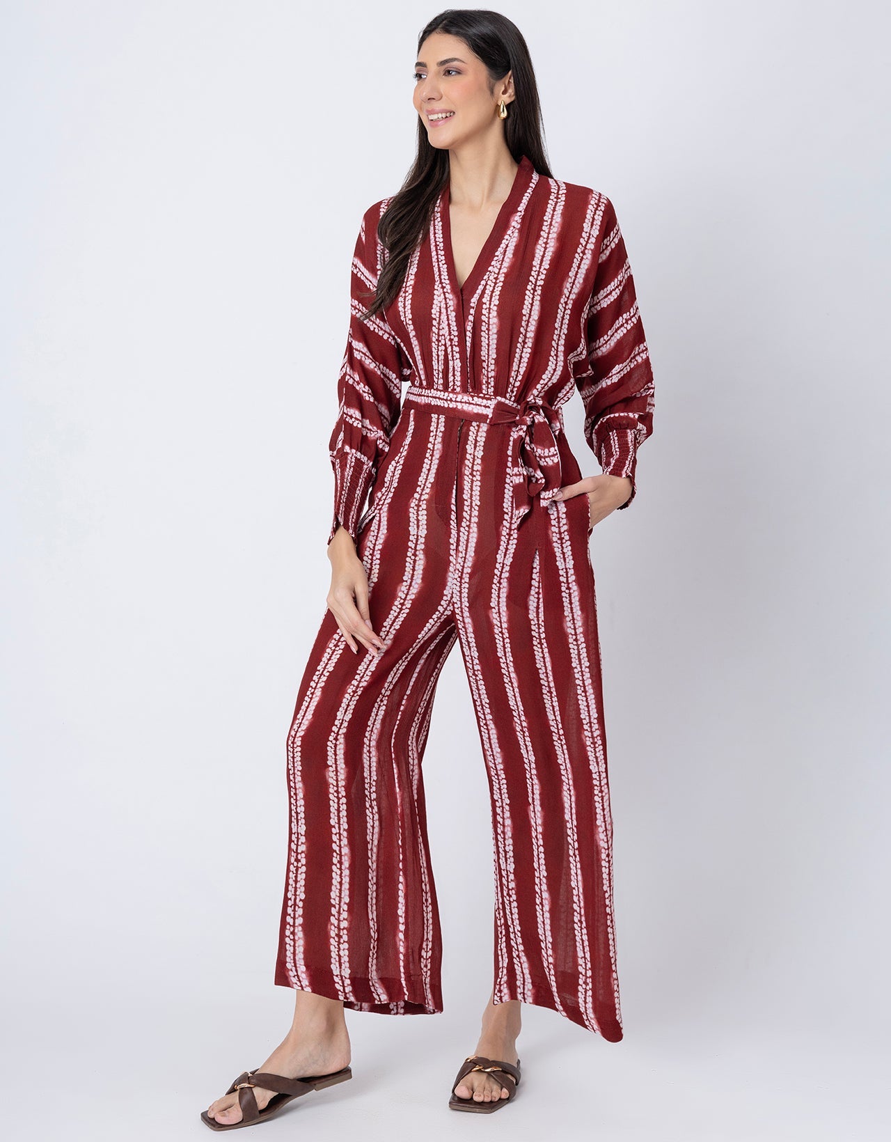 Long Sleeve Full Leg Printed Women's Jumpsuit Romper