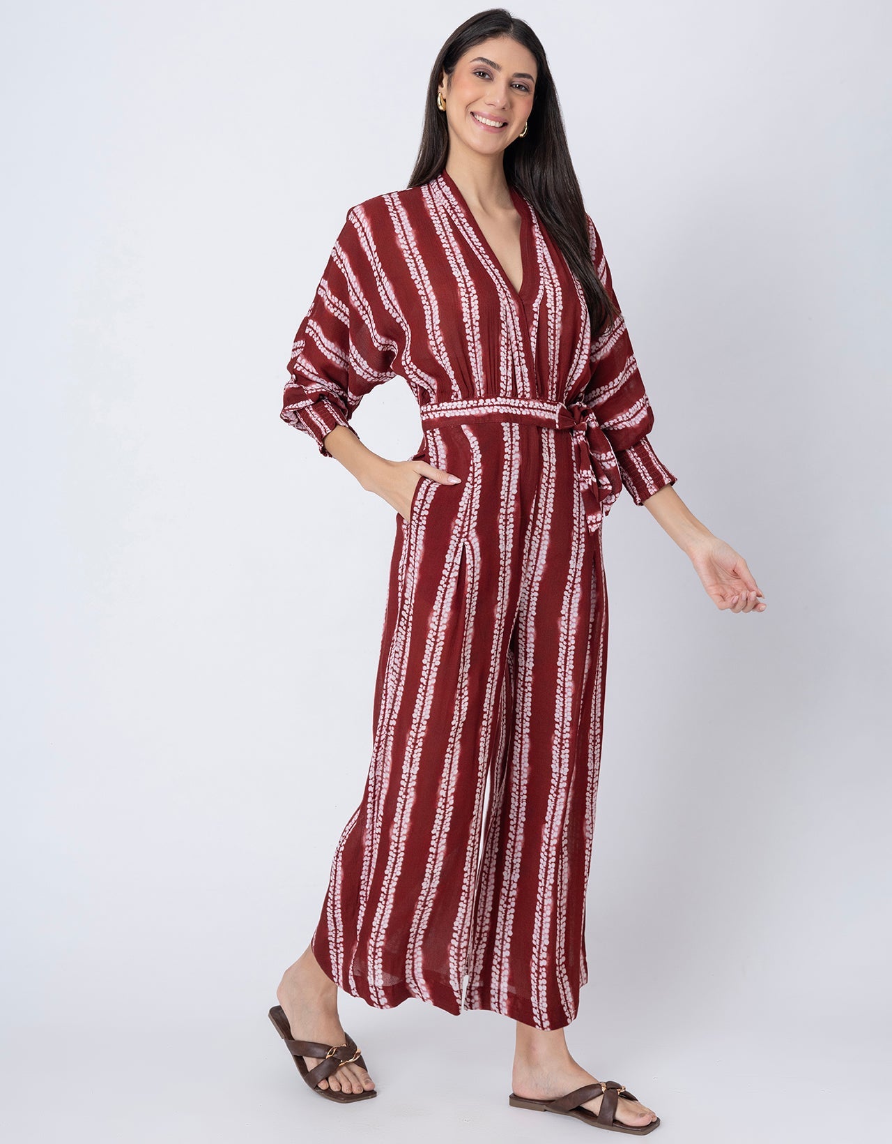 Long Sleeve Full Leg Printed Women's Jumpsuit Romper