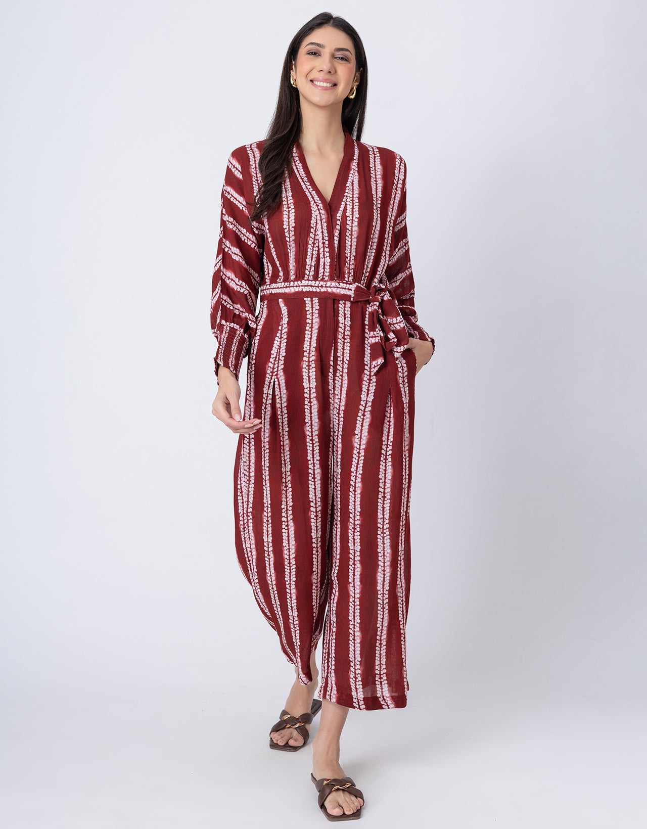 Long Sleeve Full Leg Printed Women's Jumpsuit Romper