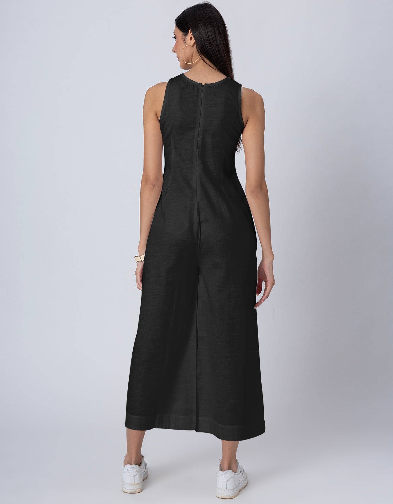 Sleeveless Printed Wide Leg Jumpsuit With Pockets For Women