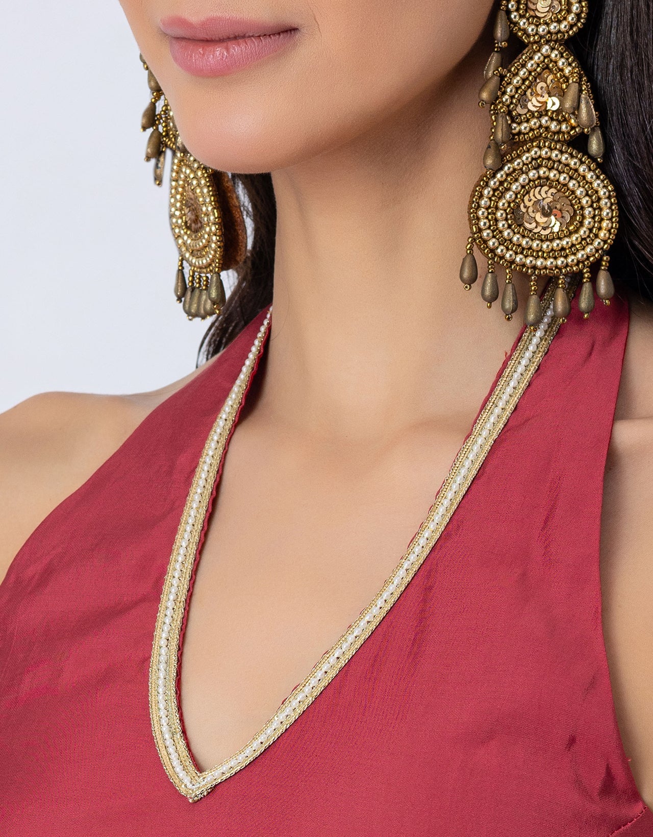 Solid Wide-Leg Jumpsuit Indo-Western Fusion Party Wear for Women