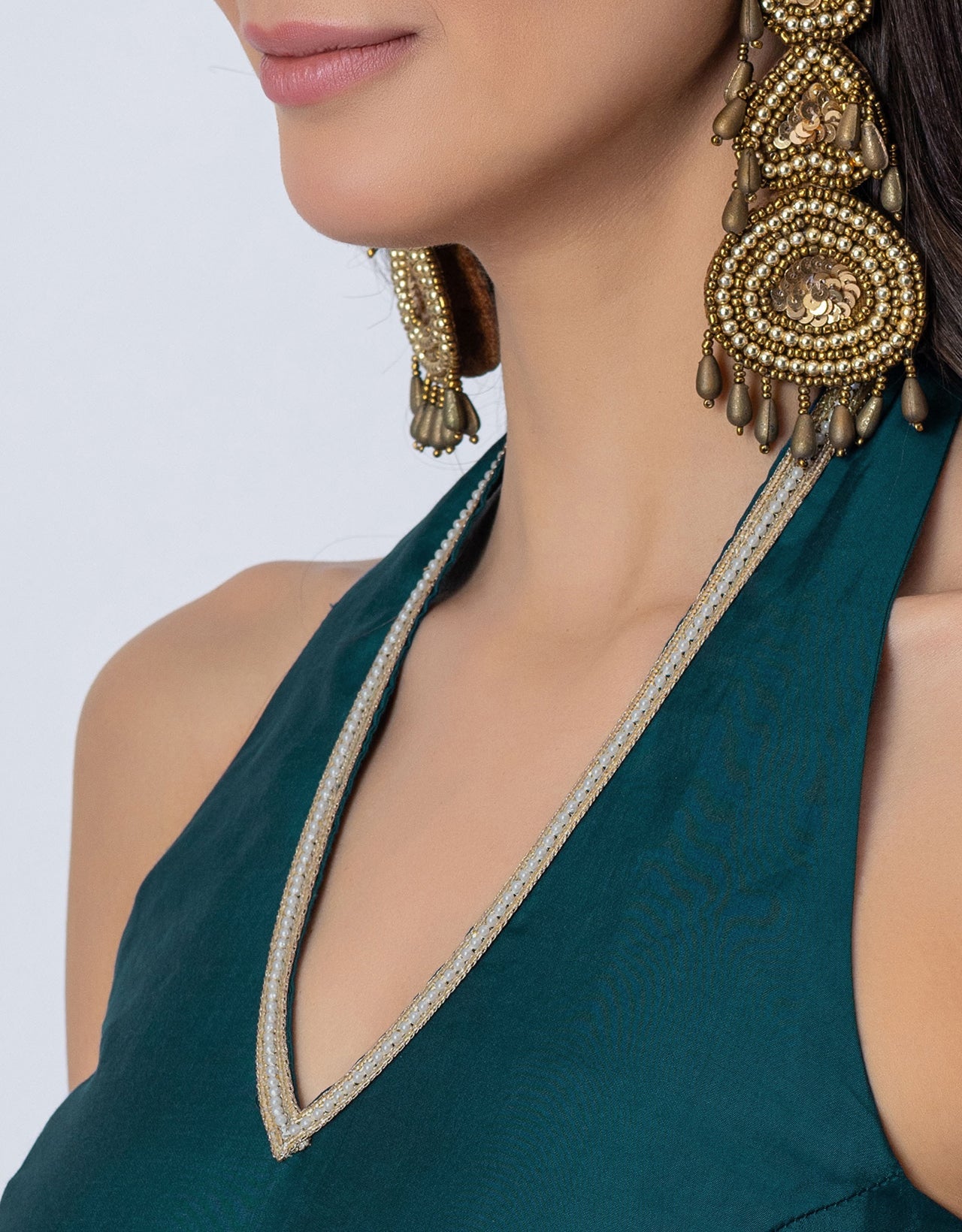 Solid Wide-Leg Jumpsuit Indo-Western Fusion Party Wear for Women