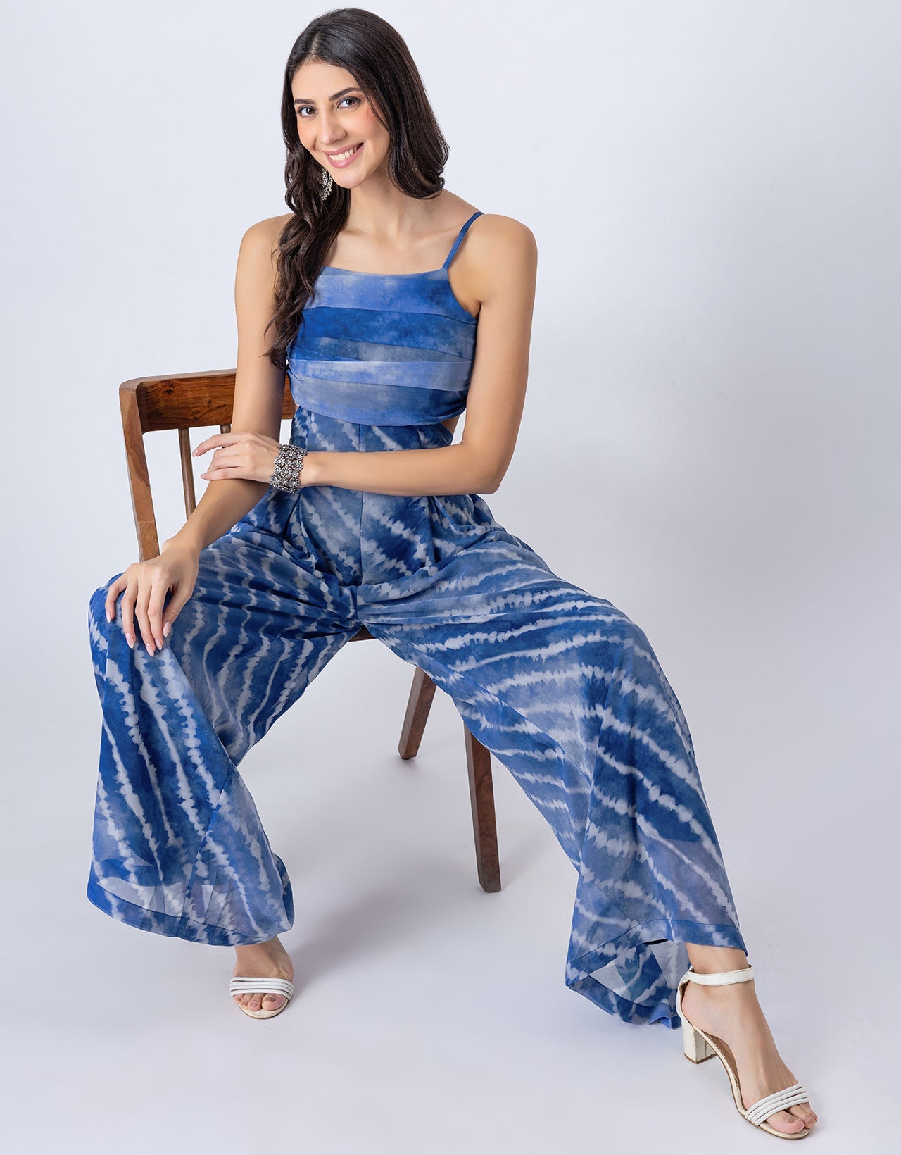 Lehariya Print Party Wear Indo-Western Cutout For Womens