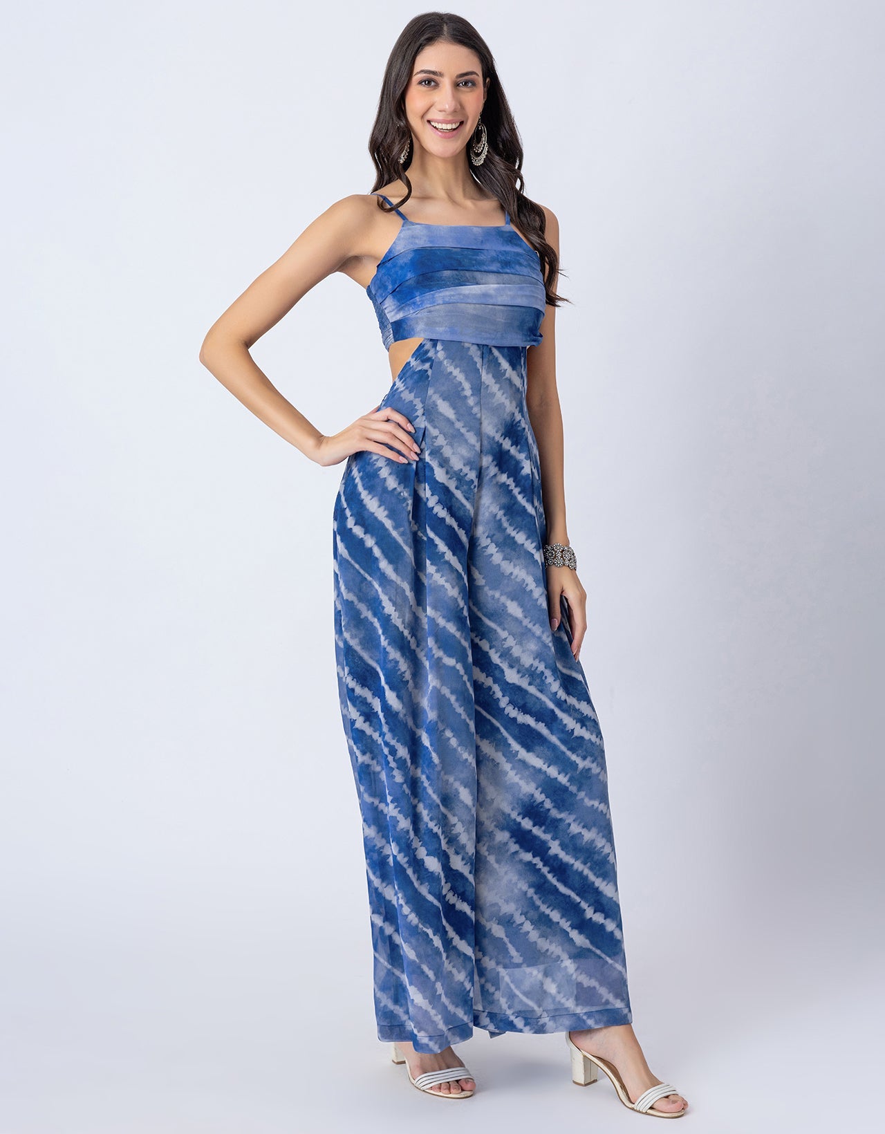 Lehariya Print Party Wear Indo-Western Cutout For Womens