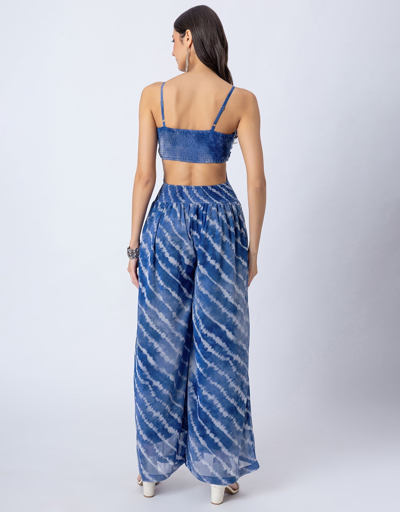 Lehariya Print Party Wear Indo-Western Cutout For Womens