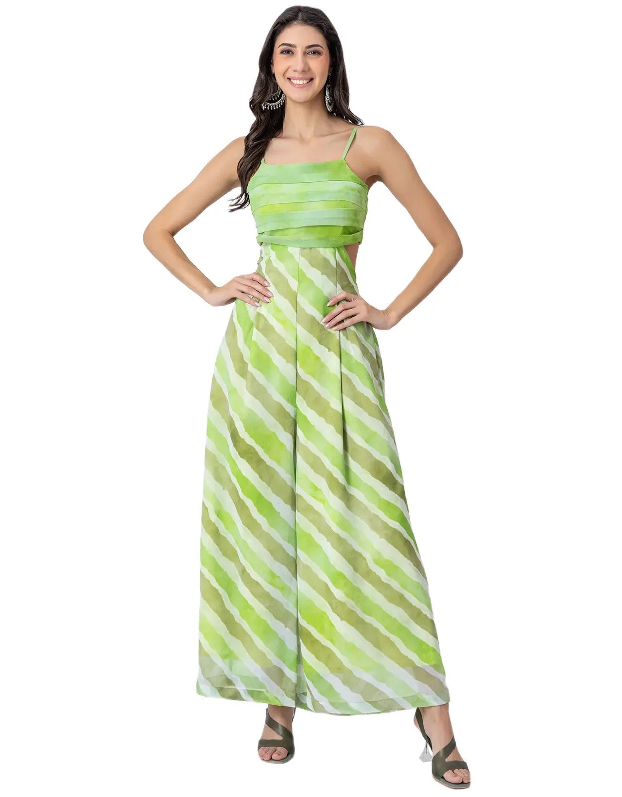 Lehariya Print Party Wear Indo-Western Cutout For Womens