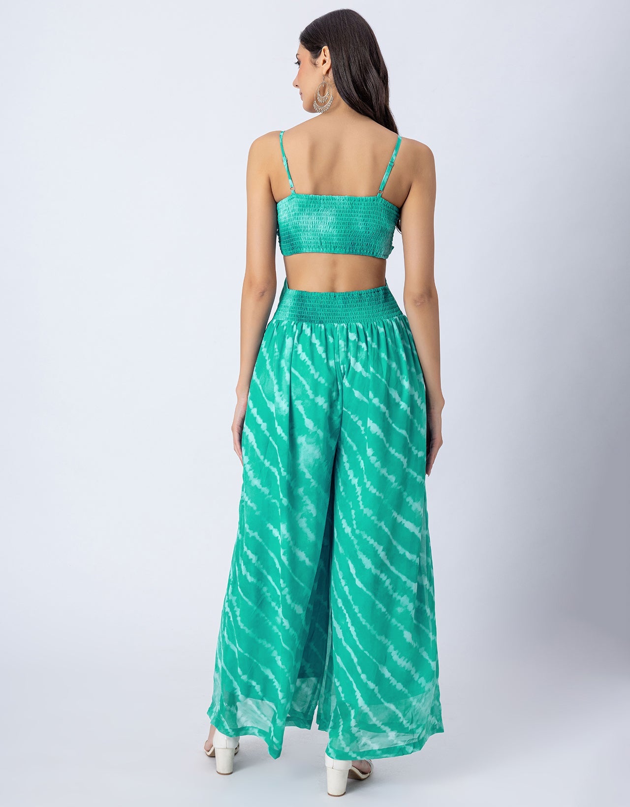 Lehariya Print Party Wear Indo-Western Cutout For Womens