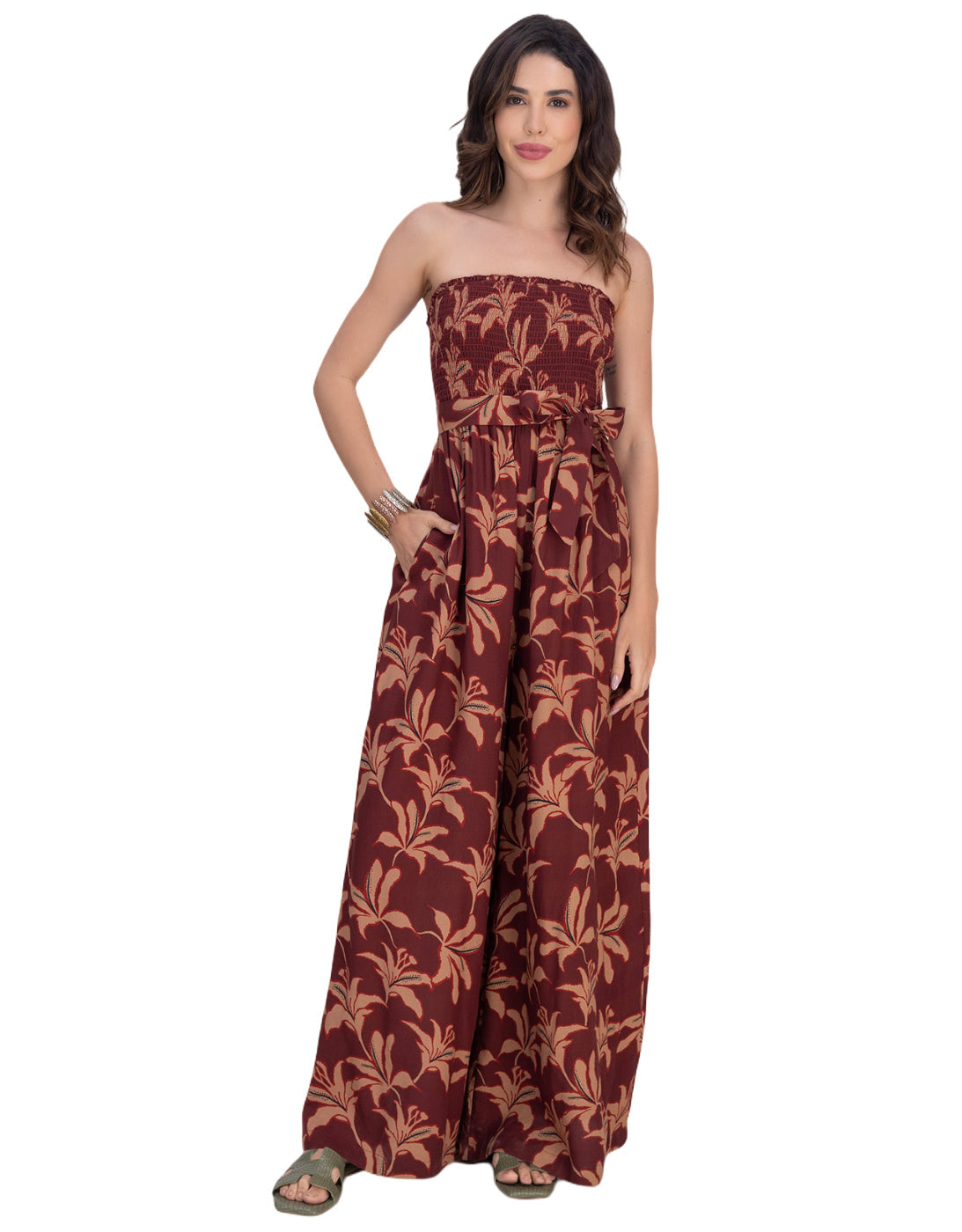Moomaya Women's Off-Shoulder Printed Indo-Western Romper Jumpsuit