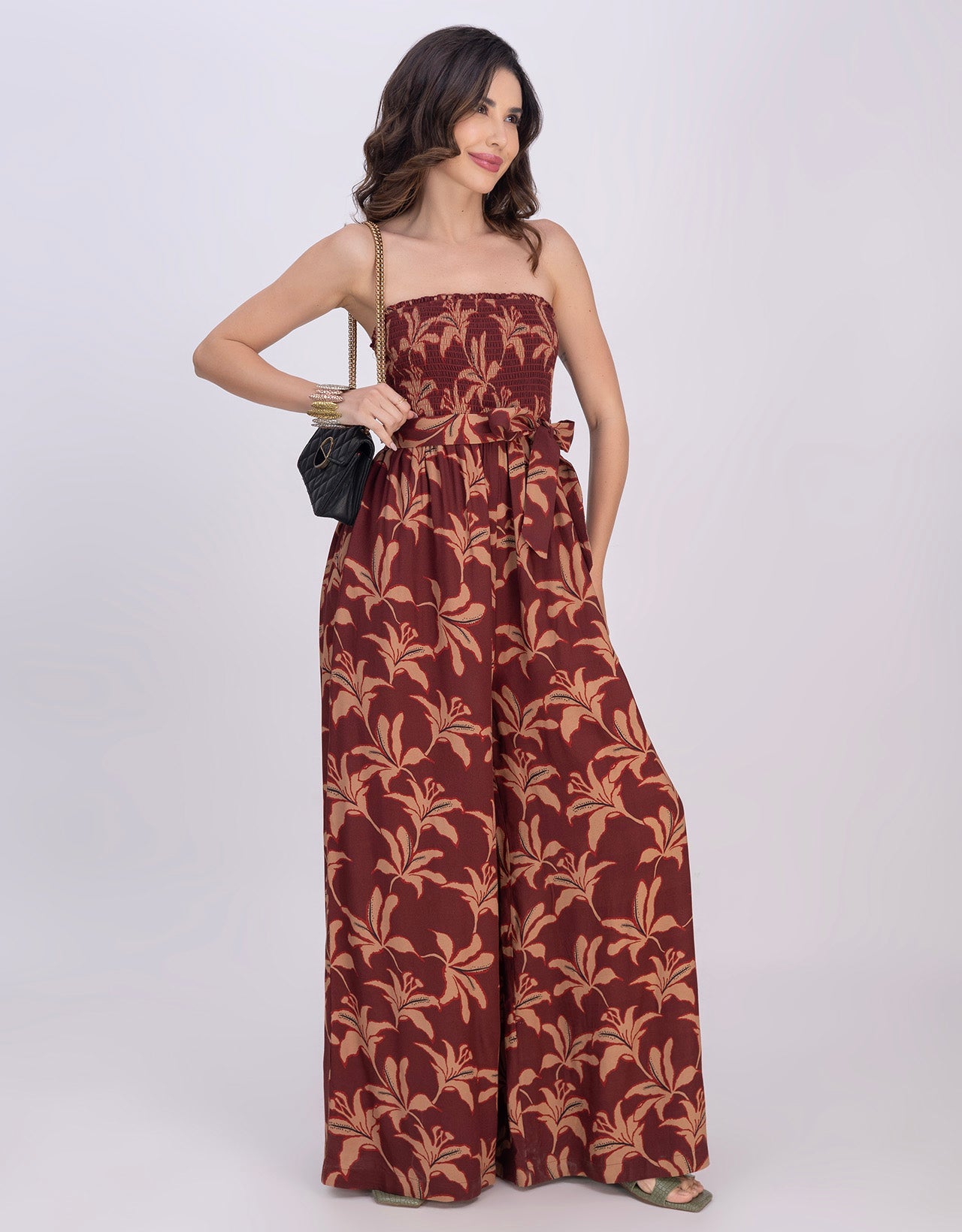 Moomaya Women's Off-Shoulder Printed Indo-Western Romper Jumpsuit