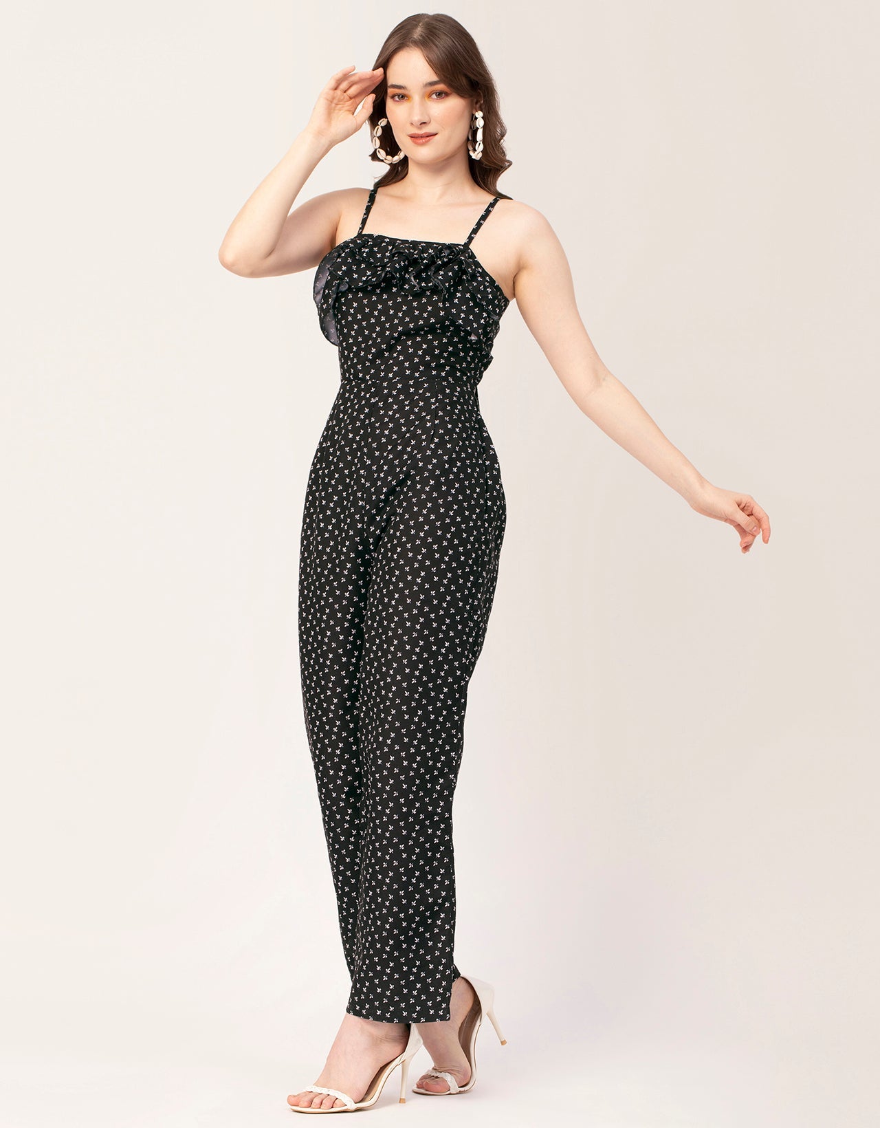 Frilled Jumpsuit, Poly Strap Romper