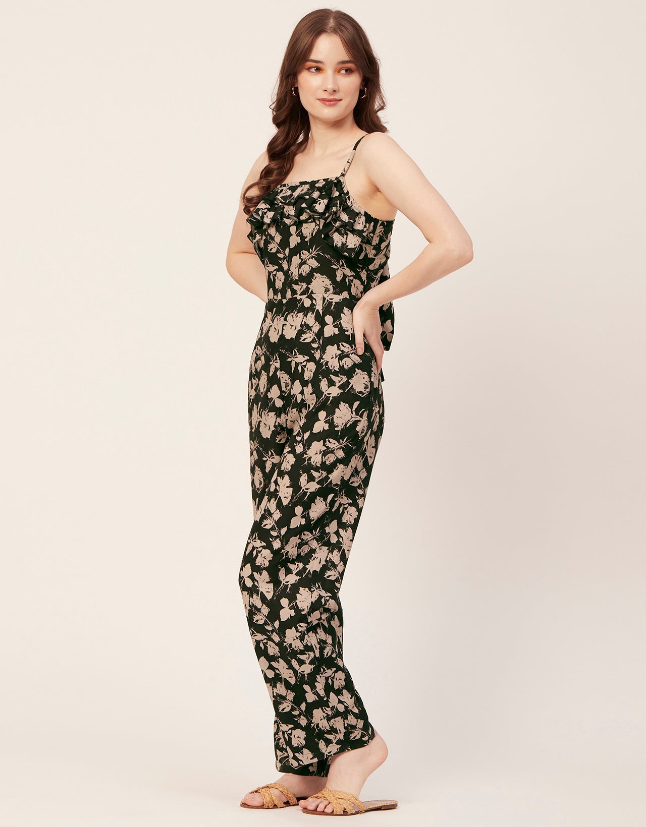 Frilled Jumpsuit, Poly Strap Romper
