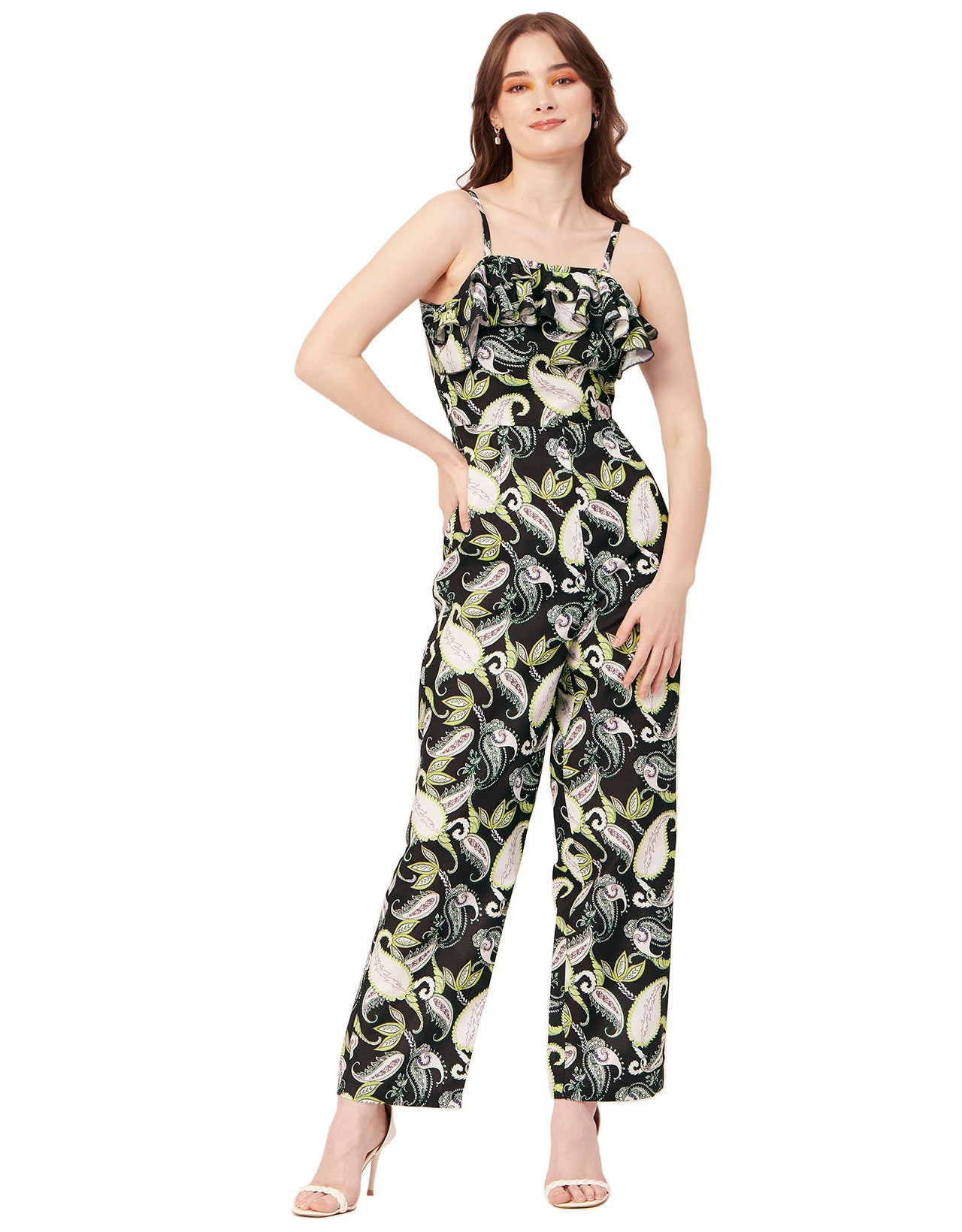 Frilled Jumpsuit, Poly Strap Romper