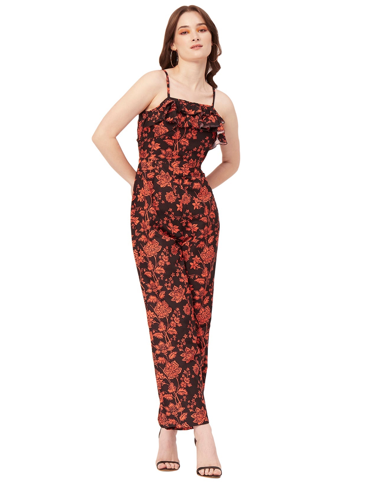 Frilled Jumpsuit, Poly Strap Romper