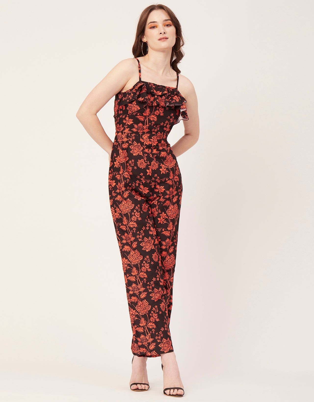 Frilled Jumpsuit, Poly Strap Romper