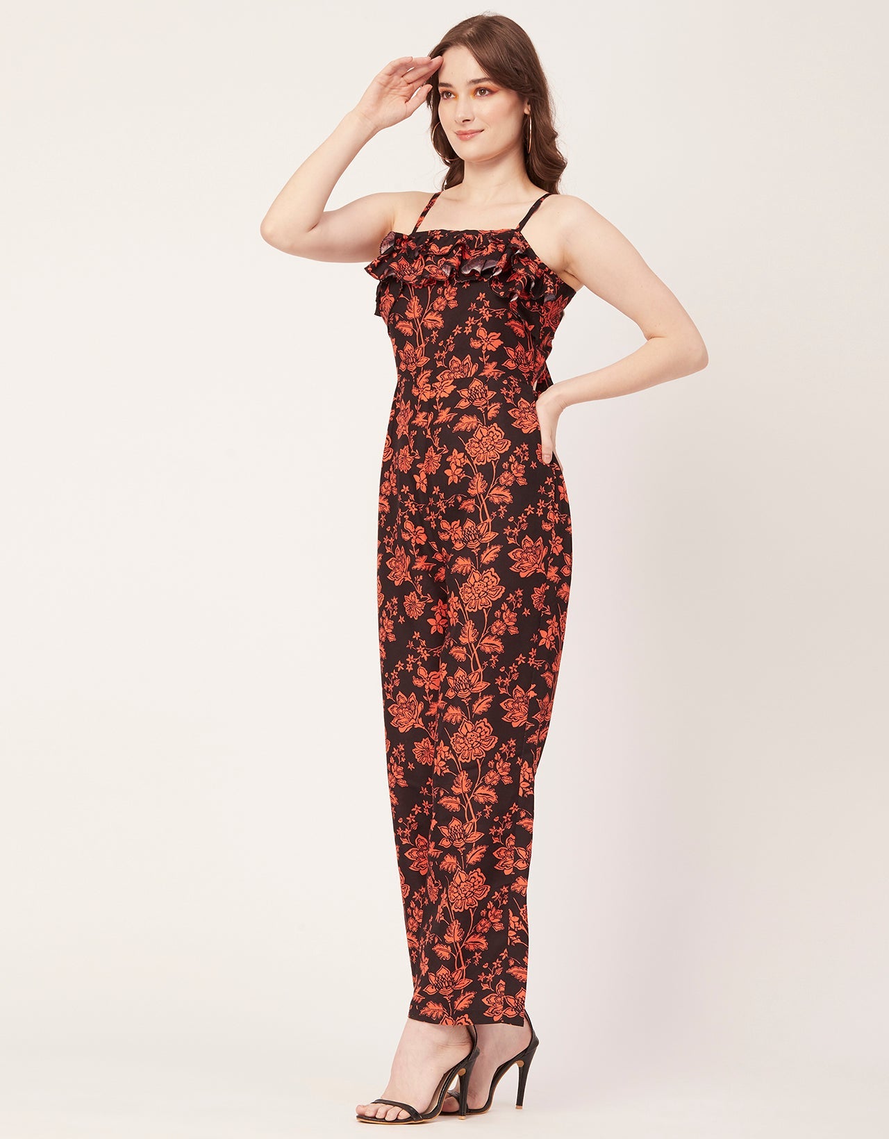 Frilled Jumpsuit, Poly Strap Romper