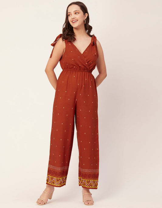 Sleeveless Tie-Up V-Neck Romper