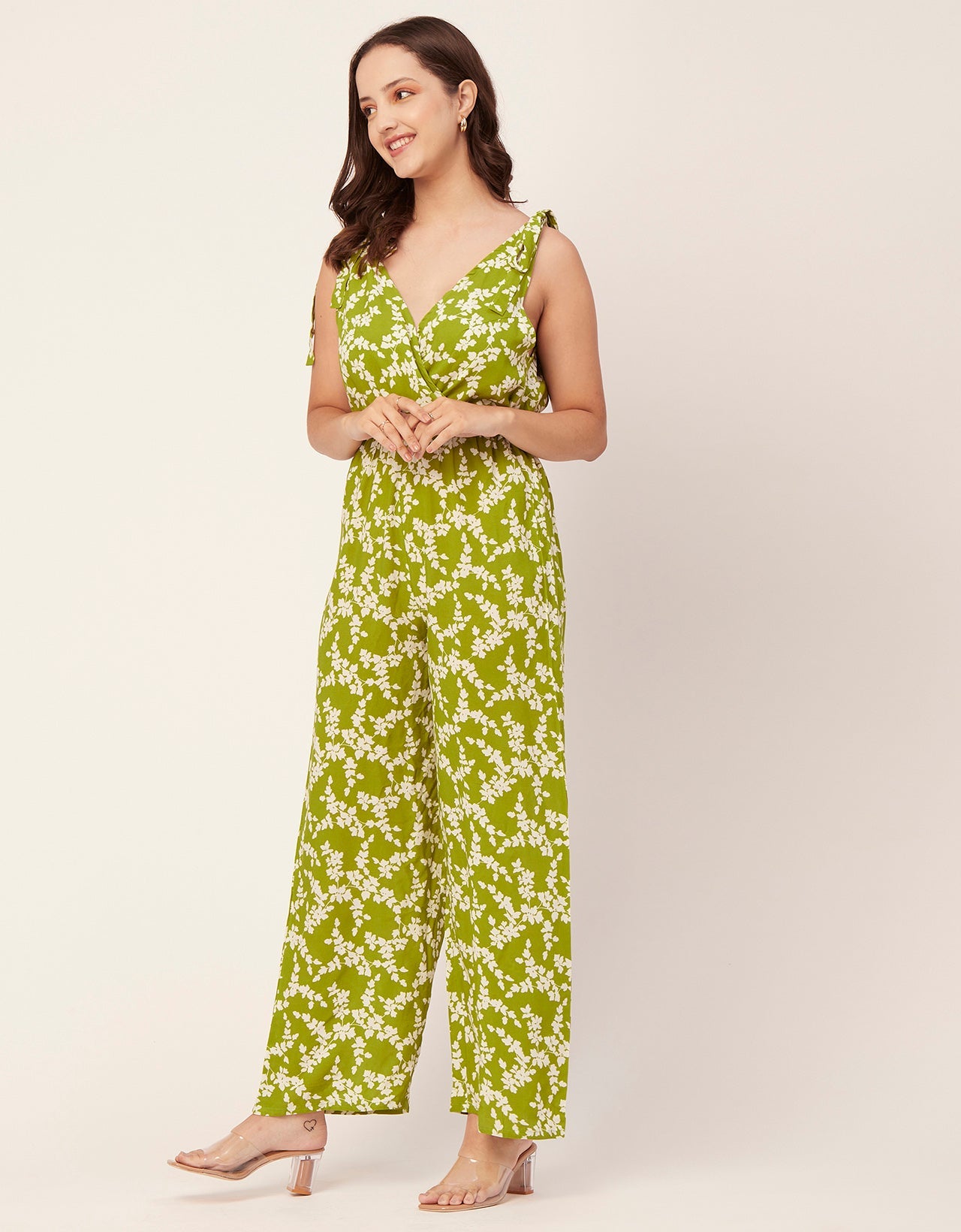 Sleeveless Tie-Up V-Neck Romper